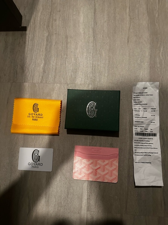 Goyard Pink Signature Card Holder with Patterned Canvas